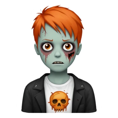 zombie teen emo with emo dark orange hair grunge style white shirt  sticker