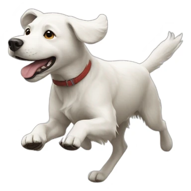 White dog running away sticker