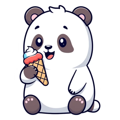 Panda eating ice creamed potato  sticker