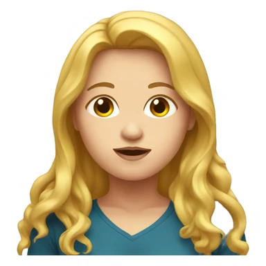 Facial obesity, female, with golden long hair sticker