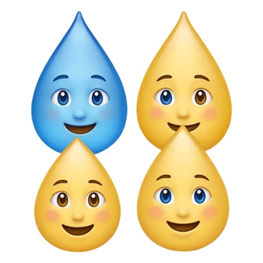 mix of these two 🥺☺️ but make it classic orginal emoji not woman or man face and without hearts and a little bit sad but still smile, make the drops blue like cry but IT NEEDS TO BE HAPPY sticker