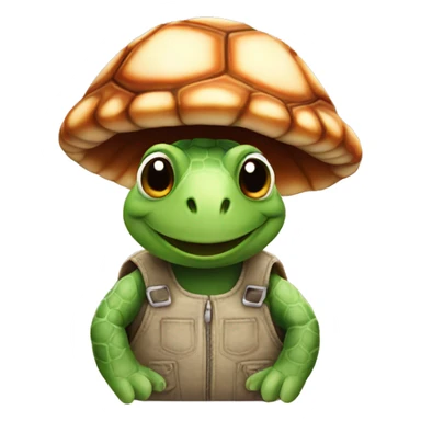 turtle wearing overalls and mushroom hat sticker