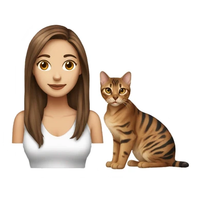 woman long brown hair with bengal cat sticker