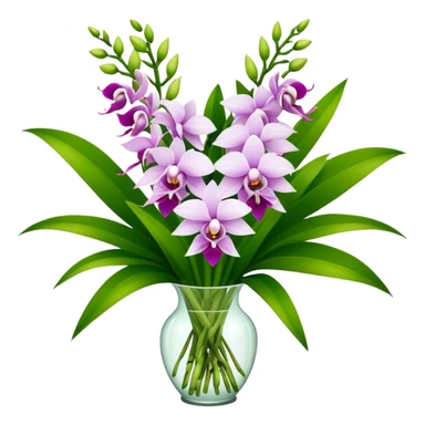 big bouquet Dendrobium Orchid, stem, leaf sticker