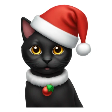 Black cat with christmas hat sticker