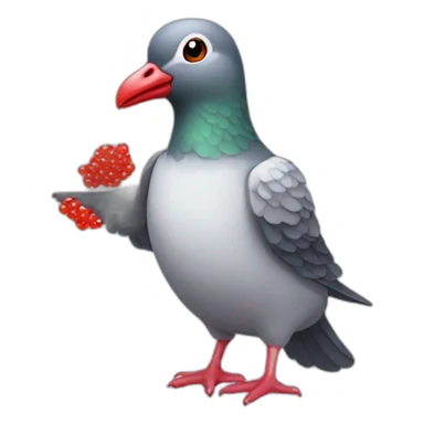 pidgeon holding red caviar in hand sticker