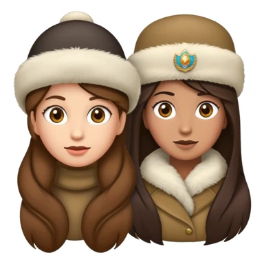 faça um emoji feminino de cabelos castanhos escuros, bem branca, de sobrancelhas descoloridas, olhos pretos, com uma ushanka na cabeça, com uma expressão facial como se tivesse “cansada” sticker