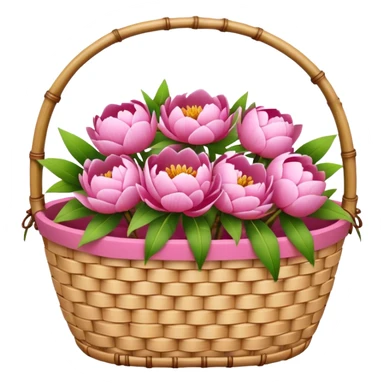 bamboo basket, peony flowers sticker
