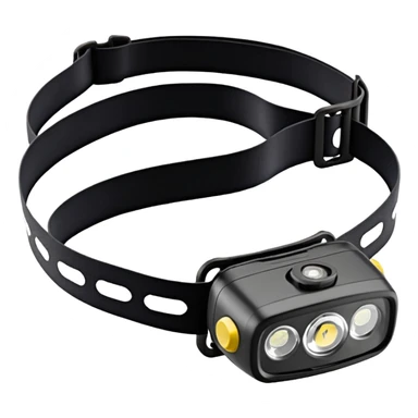 emoji of Black Diamond Spot 400R style headlamp, rectangular light, black casing, hint of adjustable strap, clear recognizable emoji format sticker