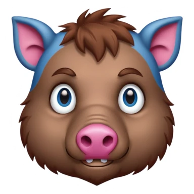 boar face, blue eyes, pink nose sticker