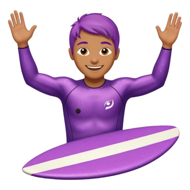 glitter purple cian happy surf sticker