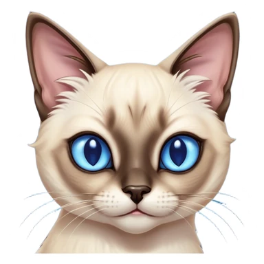 Cinematic Comical Siamese Cat Portrait Emoji, Head tilted dramatically with an exaggeratedly shocked or offended expression, sleek cream-colored fur with dark points on the ears, face, paws, and tail, wide piercing sapphire-blue eyes filled with exaggerated disbelief, Simplified yet hilariously expressive features, highly detailed, glowing with a slightly sassy glow, high shine, dramatic yet playful, stylized with an air of attitude, bright and endearing, soft glowing outline, capturing the essence of a sassy and over-the-top feline, so meme-worthy it feels like it could side-eye its way into internet fame instantly! sticker