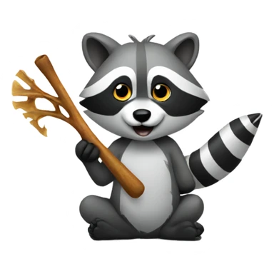 Raccoon holding fishbone sticker