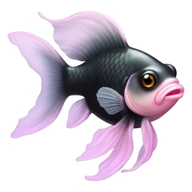 Black moor goldfish with light pink bubble sticker