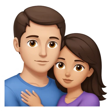 Brunette white man and brunette tan woman cuddling sticker