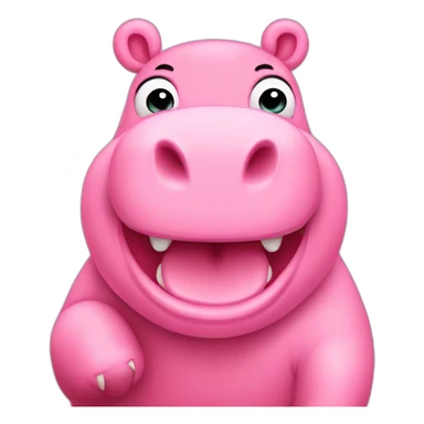 cute pink hippo with a victory sign sticker