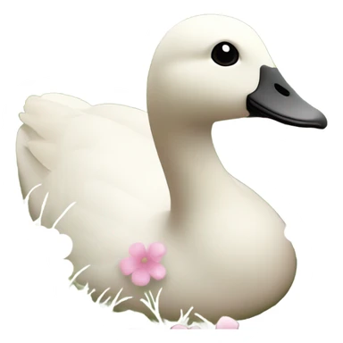 a goose with soft pink flowers around it in grass pastel sticker