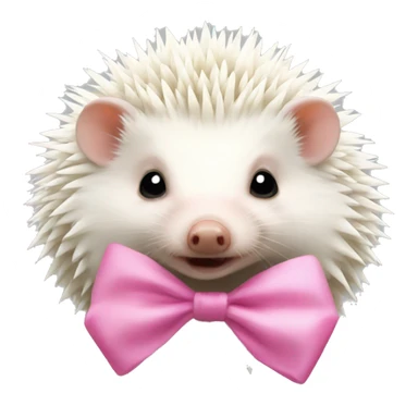 Albino hedgehog with a pink bow on their head sticker
