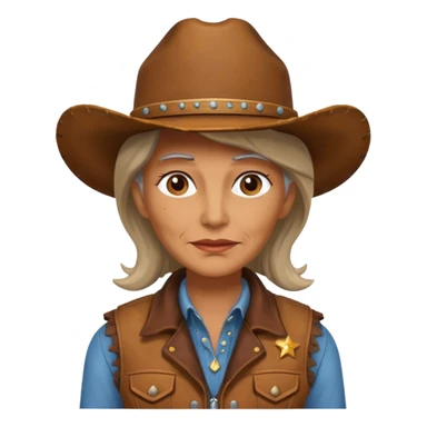 old cowgirl with vest sticker