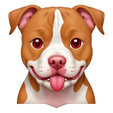 White and red pitbull/boxer dog with sweet eyes. Hearts around his head and tongue sticking out  sticker