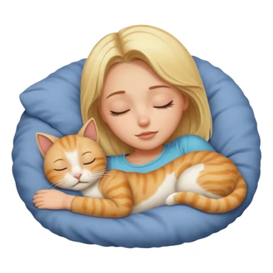 Blonde girl sleep with cat sticker