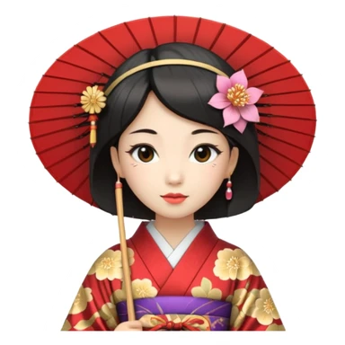 Japanese Princess  with paper umbrella sticker