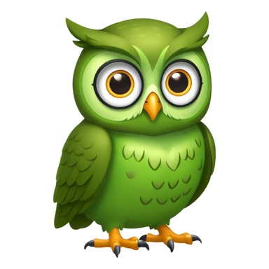 Green owl named duolingo sticker