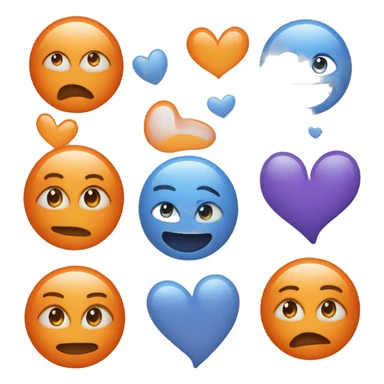 Coeur en bleu et orange sans les yeux  sticker