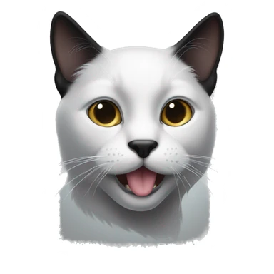 A black cat with a white spot on the left side of its nose, a white neck, and white paws. sticker