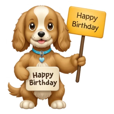 cocker spaniel holding sign that says “happy birthday amigo” sticker