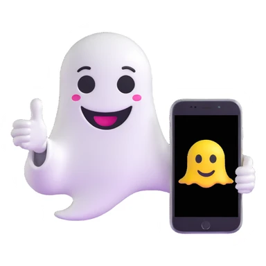 smiley face with Snapchat ghost logo, taking a selfie sticker