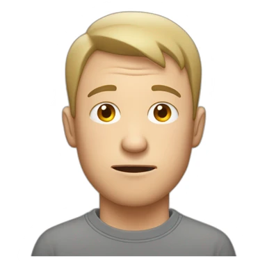 tired white man with very very very short hair in gray sweatshirt is very very very scared sticker