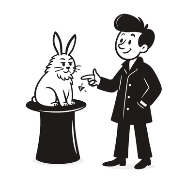 Add a waist length black coat to the street magician in hand drawn doodle style, preserving the hand drawn doodle style and details. sticker