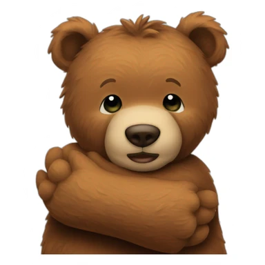 Brown teddy bear hug sticker