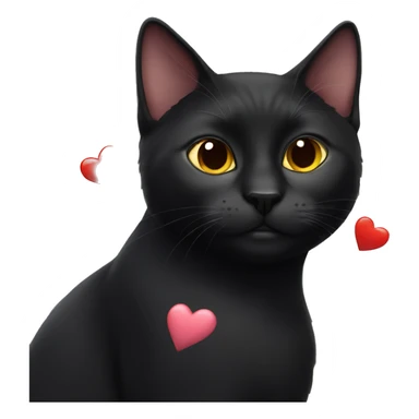 A black cat with hearts in her eyes sticker