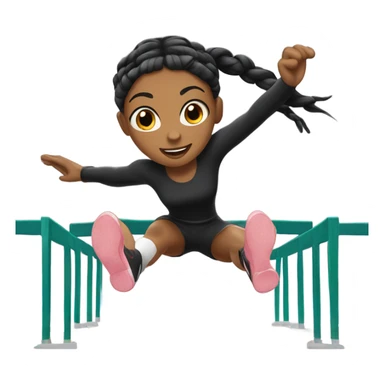 Girl with black braids jumping hurdle  sticker