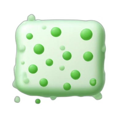 White powder soap with tiny green dots sticker