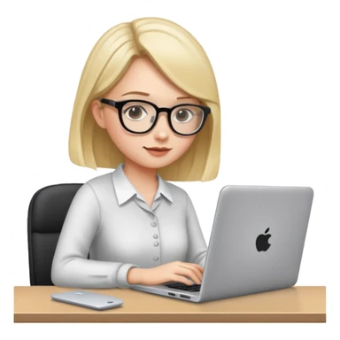 a girl with a laptop in the office sticker