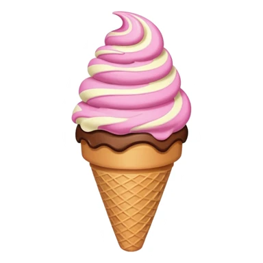 Chocolate and vanilla ice cream cone swirl with a pink heart on top sticker