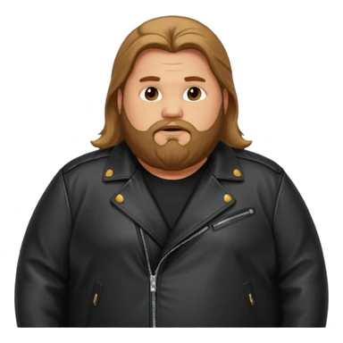 Long hair obese men with beard in leather jacket sticker