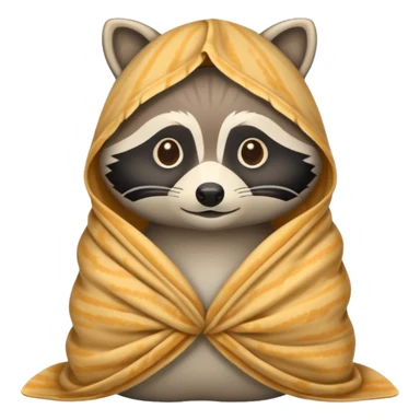 raccoon wrapped like burrito in blanket sticker