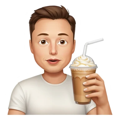 Elon musk with long nail and a frappe sticker