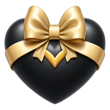 glossy black heart with a gold bow with heart pattern on the bow sticker