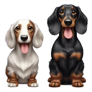 Two merle black long haired dachshunds together  sticker