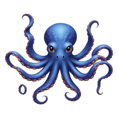 octopus floating in water viewed from underneath with arms spread out in every direction, mouth and underside visible, head facing away from viewer sticker