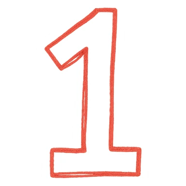 Minimalistic number 1 drawn with a pencil, one color, Pantone 186 sticker