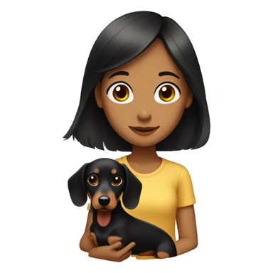 A girl with black hair with a dachshund sticker