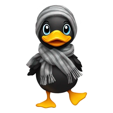 Happy duck that crossed the road and is black. Wearing a scarf sticker