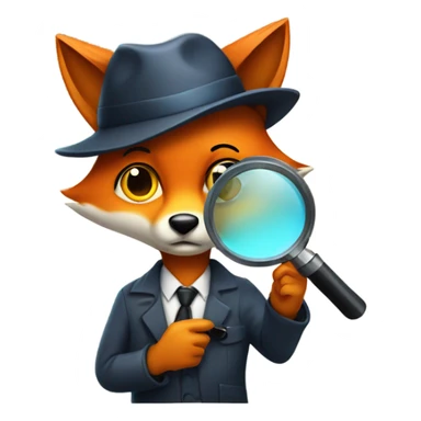 fox detective with a magnifying glass sticker