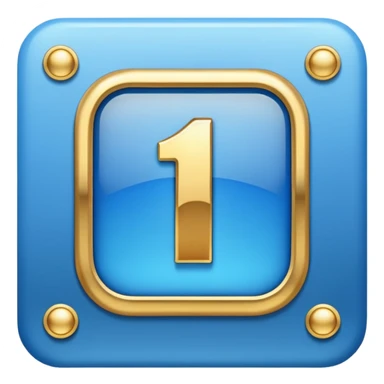 Make a square icon for a paid subscription, blue with gold and the number 1. sticker